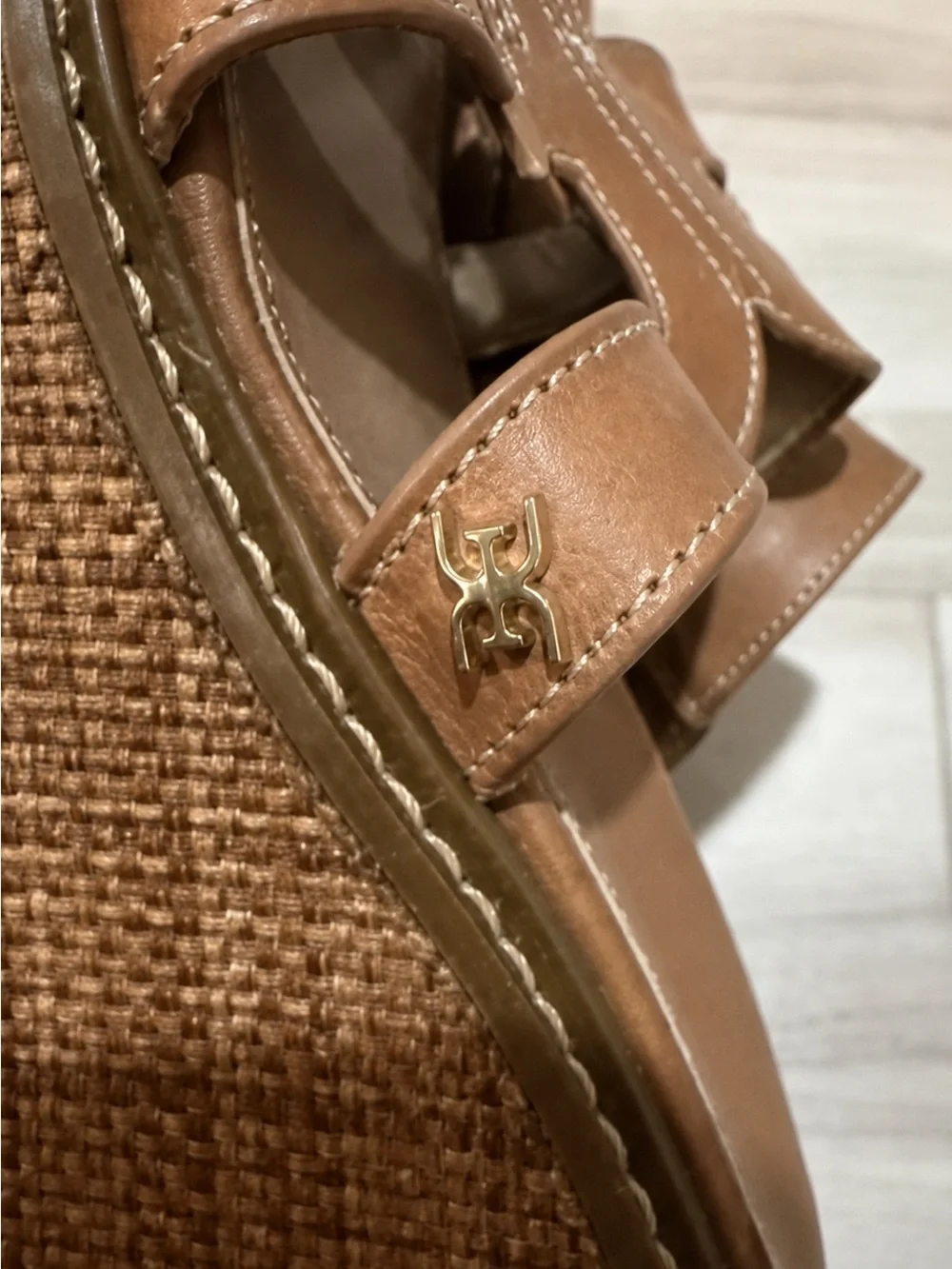 Sam Edelman Laine Platform Wedge Slide Sandals Cognac Leather Sz 10